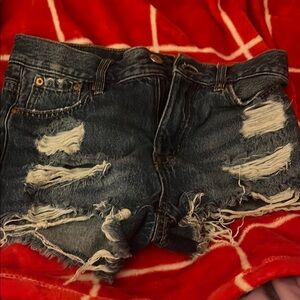 Dark Wash Distressed Jean Shorts